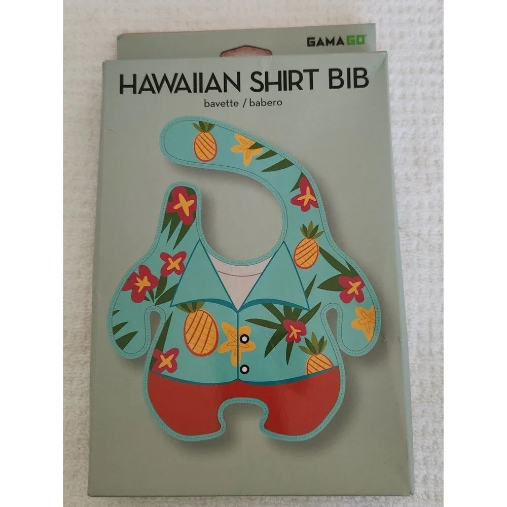 GAMAGO Infant Baby Bib Hawaiian Aloha Shirt Design Terry Cloth Washable NIB